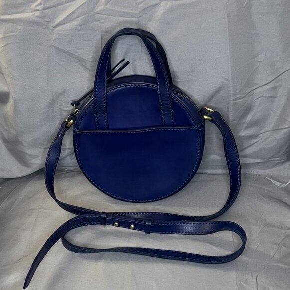 Madewell, Juno Leather Circle Crossbody Bag, Unique Rich Blue Color, EUC - Picture 1 of 6